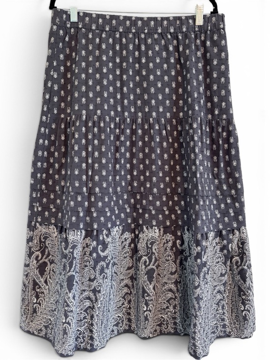 J. Jill Dresses & Skirts - J.Jill Gray Tiered Paisley Trim Maxi Skirt | 100% Cotton | Size Medium